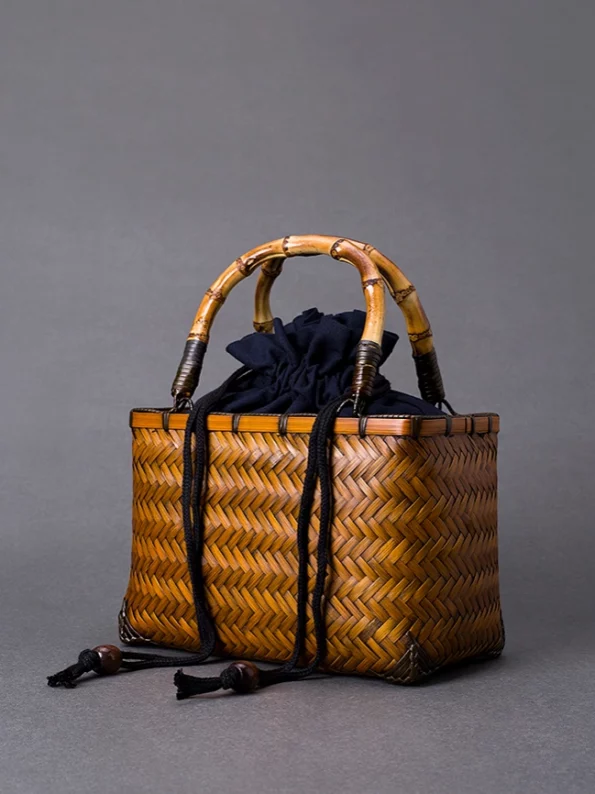 Sac en bambou jaune vintage de style chinois, fait main - Style Hanfu : vêtements Hanfu chinois traditionnels et modernes pour toutes les occasions