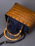Sac en bambou jaune vintage de style chinois fait main - 1
