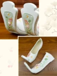 戦国風刺繍入りつま先上がり婦人靴-1