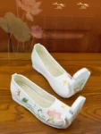 戦国風刺繍入りつま先上がり婦人靴-1