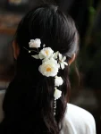 Chinese Style White Floral Butterfly Hair Clip-1