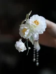 Chinese Style White Floral Butterfly Hair Clip-1