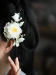 Chinese Style White Floral Butterfly Hair Clip-1