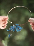 สร้อยคอโชกเกอร์ลายดอกไม้สีน้ำเงินวินเทจแบบจีน-1