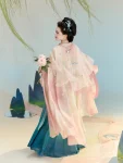 Hanfu Embroidered Gold-Stamped Cape for Spring and Summer