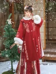 Ming Dynasty Autumn Winter Red Long Ao Hanfu Set-1