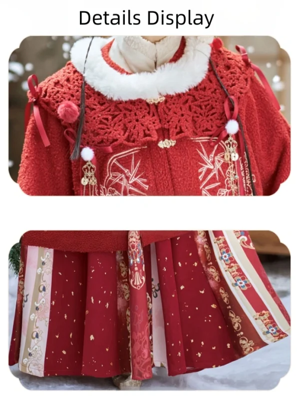 Ming Dynasty Autumn Winter Red Long Ao Hanfu Set- Hanfu Way: Traditional & Modern Chinese Hanfu Clothing for All Occasions