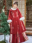 Ming Dynasty Autumn Winter Red Long Ao Hanfu Set-1