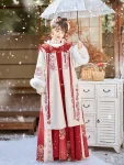 Ming Dynasty Autumn Winter Red Long Ao Hanfu Set-1