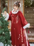 Ming Dynasty Autumn Winter Red Long Ao Hanfu Set-1