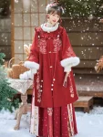 Ming Dynasty Autumn Winter Red Long Ao Hanfu Set-1