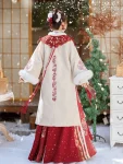 Ming Dynasty Autumn Winter Red Long Ao Hanfu Set-1