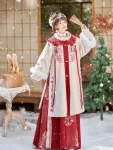 Ming Dynasty Autumn Winter Red Long Ao Hanfu Set-1