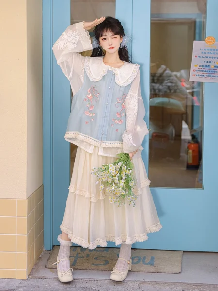 Moderno Conjunto Hanfu Casual Bordado Dinastía Ming