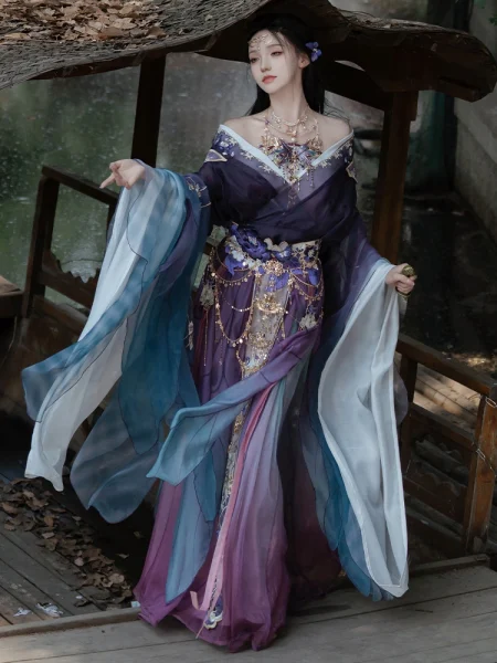 Zestaw hanfu z fioletową spódnicą Qiyao z dynastii północnej i południowej