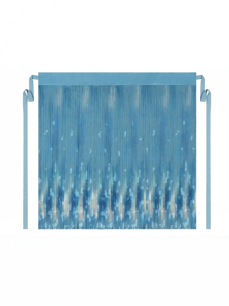 民国蓝色刺绣百褶裙套装-12