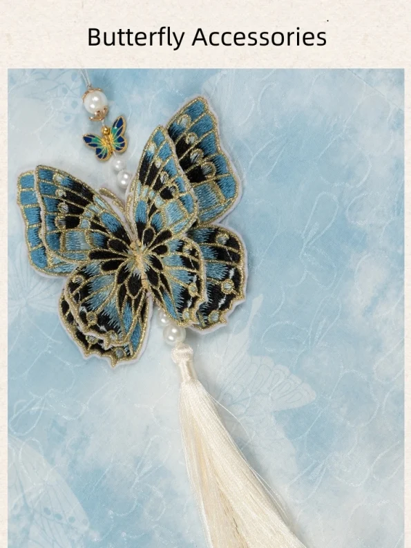 民国蓝色刺绣百褶裙套装 5 民国蓝色绣花百褶裙套装--汉服之道:适合各种场合的传统和现代中国汉服