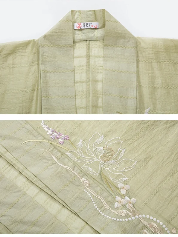 Song Dynasty Hanfu Green Embroidered Outer Top with Qiyao Qun- Hanfu Way: Traditional & Modern Chinese Hanfu Clothing for All Occasions