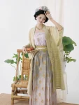 Song Dynasty Hanfu Green Embroidered Outer Top with Qiyao Qun-1