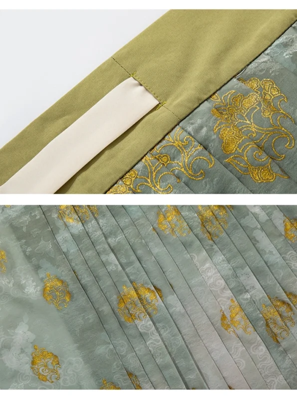 Song Dynasty Hanfu Green Embroidered Outer Top with Qiyao Qun- Hanfu Way: Traditional & Modern Chinese Hanfu Clothing for All Occasions
