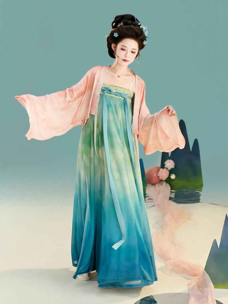 Nhà Đường Hanfu Xanh Qixiong Ruqun-1 Hán phục nhà Đường màu xanh lá cây Qixiong Ruqun - Hanfu Way: Trang phục Hán phục Trung Quốc truyền thống và hiện đại cho mọi dịp