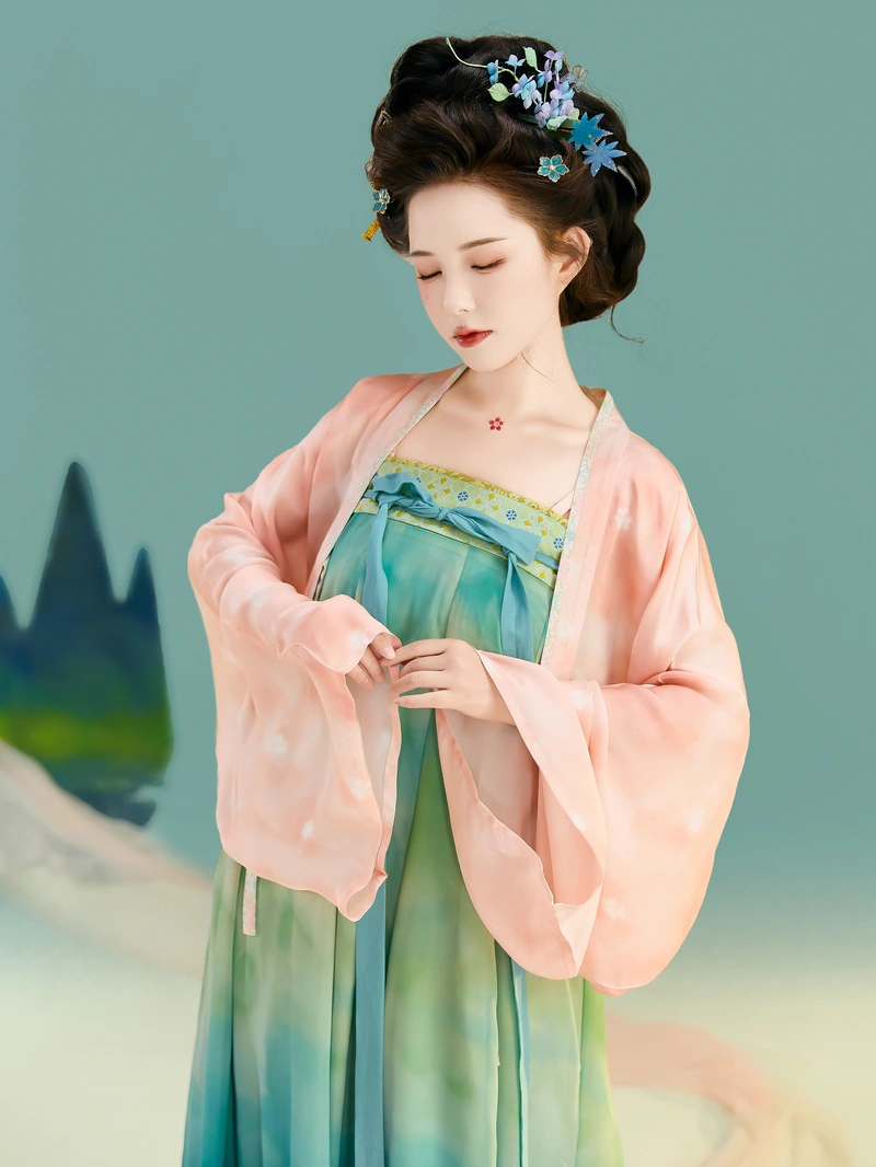 Nhà Đường Hanfu Xanh Qixiong Ruqun-2