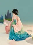Nhà Đường Hanfu Xanh Qixiong Ruqun-1