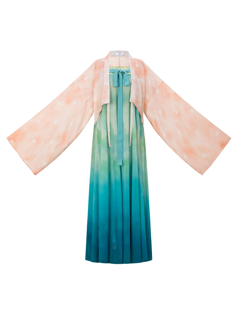 Nhà Đường Hanfu Xanh Qixiong Ruqun-7