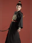 Tang Dynasty Unisex Black Embroidered Yuanlingpao Set-1
