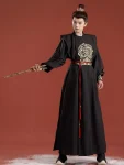 Tang Dynasty Unisex Black Embroidered Yuanlingpao Set-1