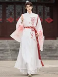 Tang-Dynastie Weiß Yuanling Pao Wuxia Hanfu Set-1