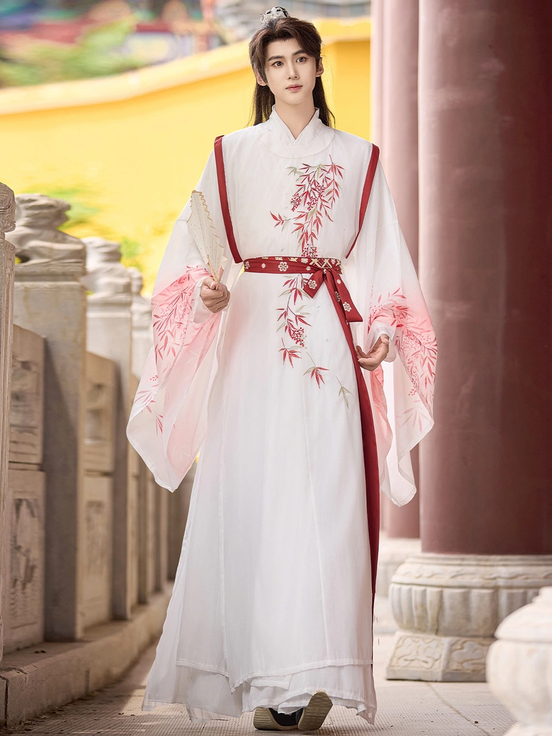Tang-Dynastie Weiß Yuanling Pao Wuxia Hanfu Set-3