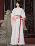 Tang-Dynastie Weiß Yuanling Pao Wuxia Hanfu Set-1