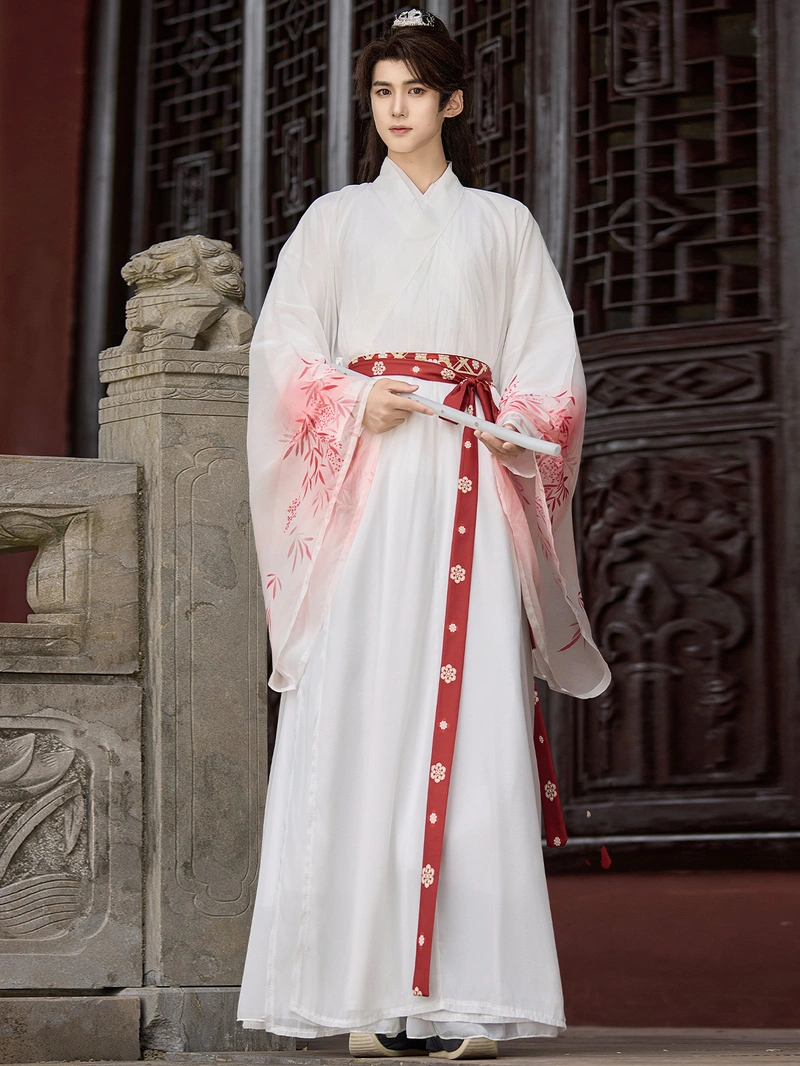 Tang-Dynastie Weiß Yuanling Pao Wuxia Hanfu Set-5