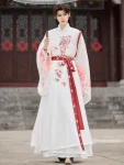 Tang-Dynastie Weiß Yuanling Pao Wuxia Hanfu Set-1