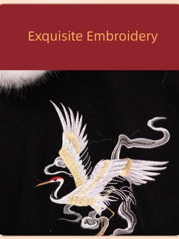 Traditional Chinese Style Black Embroidered Woolen Hanfu Cape- Hanfu Way: Traditional & Modern Chinese Hanfu Clothing for All Occasions