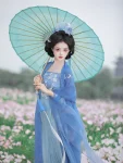 Traditional Chinese Style Blue Qiyao Qun Set-2
