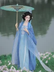 Traditional Chinese Style Blue Qiyao Qun Set-2