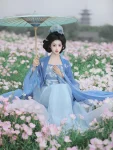Traditional Chinese Style Blue Qiyao Qun Set-2