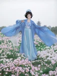 Traditional Chinese Style Blue Qiyao Qun Set-2