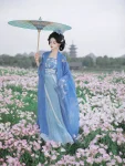 Traditional Chinese Style Blue Qiyao Qun Set-2