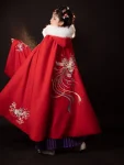 Traditional Chinese Style Red Embroidered Woolen Cape-1