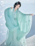 위진 왕조 봄 여름 녹색 Zhiju Hanfu 세트-1