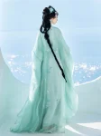 위진 왕조 봄 여름 녹색 Zhiju Hanfu 세트-1