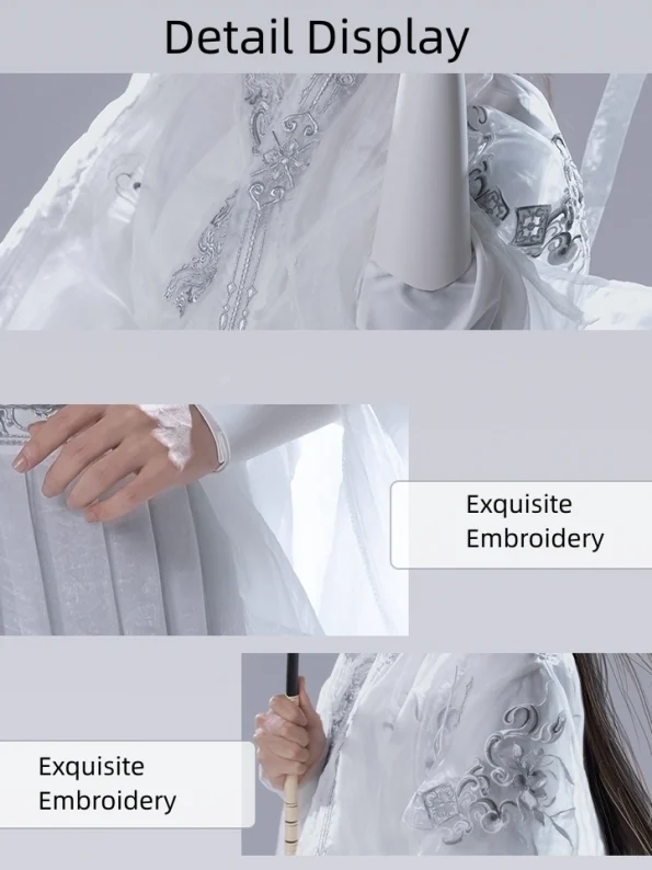 Wei Jin Dynasty Unisex Biały haftowany zestaw Hanfu inspirowany Wuxia - Hanfu Way: Tradycyjna i nowoczesna chińska odzież Hanfu na każdą okazję