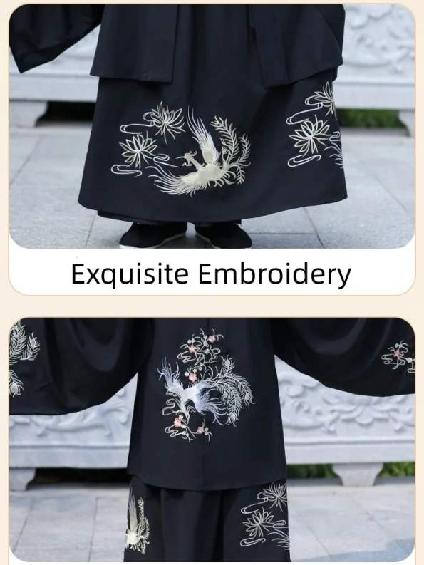 Wei Jin Hanfu sort broderi Qiyaoqun sæt til mænd - Hanfu Way: Traditionelt og moderne kinesisk Hanfu-tøj til alle lejligheder