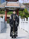Wei Jin Hanfu mænd sort broderi Qiyaoqun sæt-1