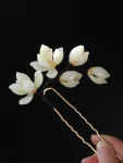 Weiße Magnolienblüten-Haarnadel im neuen chinesischen Stil-8