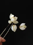 Weiße Magnolienblüten-Haarnadel im neuen chinesischen Stil-8