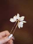 Weiße Magnolienblüten-Haarnadel im neuen chinesischen Stil-8